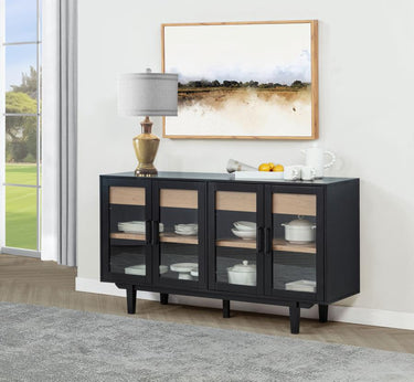 Middleton Four Door & Drawer Sideboard - Black/Natural Brown