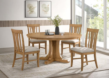 Hartville 60" Round Pedestal Dining Table - Light Brown