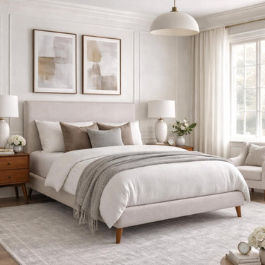 Britney Upholstered Platform Bed - Light Grey Linen