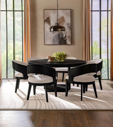Leandro Curved Back Dining Arm Chair - Burnished Black