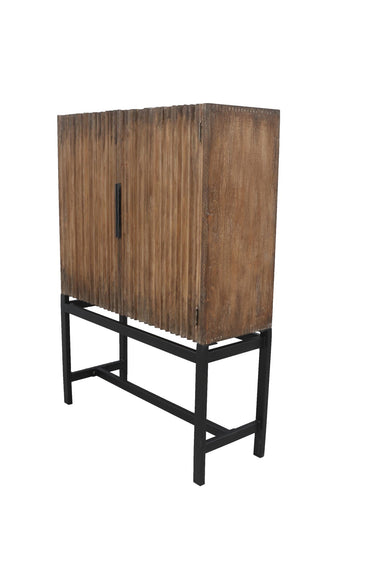 Draper Rustic Wood Wine Cabinet - Antique Natural