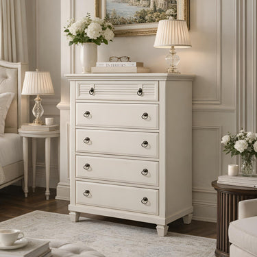 Winchester Farmhouse Five Drawer Chest - White