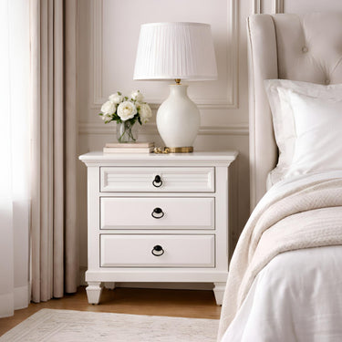 Winchester Farmhouse Three Drawer Nightstand - White