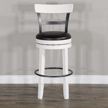 Carriage House Swivel Barstool w/Back - White/Dark Brown