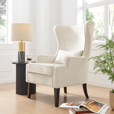 Clementine Fabric Wing Accent Arm Chair-Opus Cream