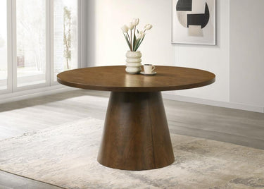Franklin 54" Round Pedestal Dining Table - Dark Brown