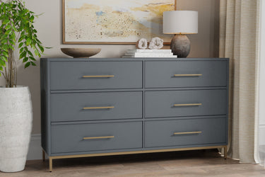 Madelyn Six Drawer Dresser - Slate Gray