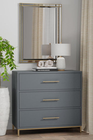 Madelyn Three Drawer Bedside Chest - Slate Gray