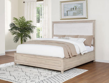Pembroke Upholstered Panel Bed - Natural Washed Oak