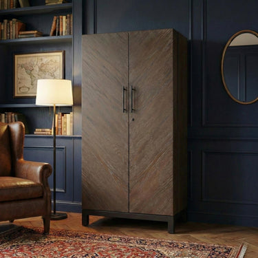 Malibu Double Door Locking Bar Cabinet - Dark Walnut