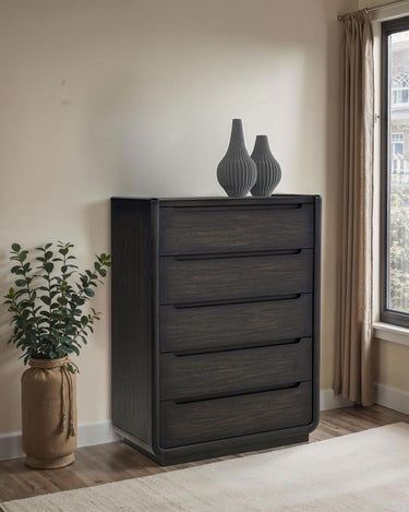 Leandro Five Drawer Chest - Burnished Black