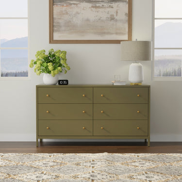 Avery Collection Six Drawer Dresser - Olive Green