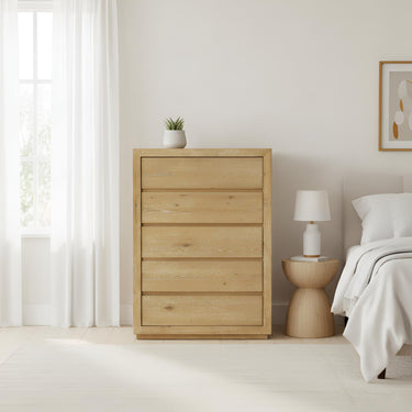 Harper Modern Farmhouse Five Drawer Chest - Light Oak
