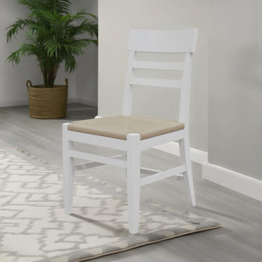 Hampton Ladderback Dining Chair w/Woven Seat - White