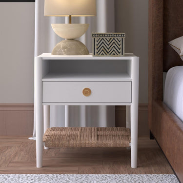 Cleo One Drawer Nightstand w/Shelf - Coconut Milk/Wicker
