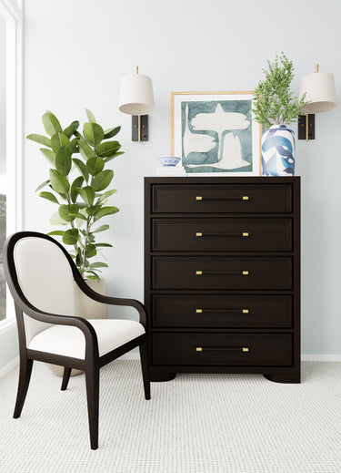 Lydia Five Drawer Chest - Dark Cabernet