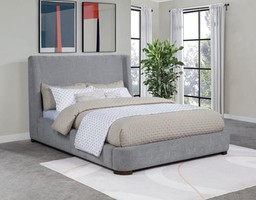 Rennes Upholstered Wing Back Platform Bed - Grey