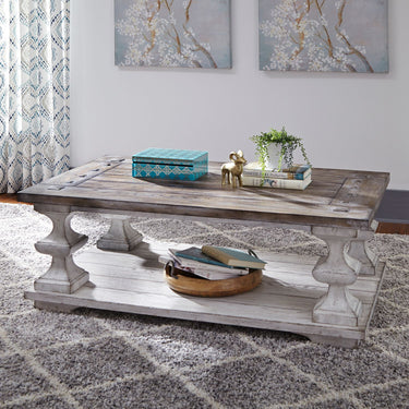 Sedona Four Pedestal Cocktail Table - White/Gray