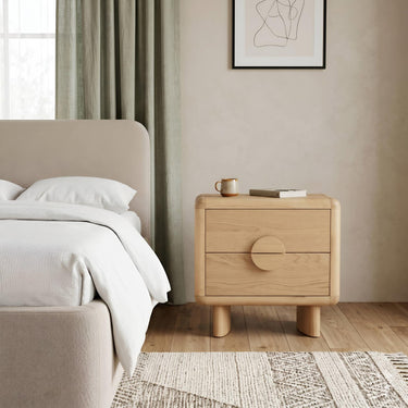 Gabriel Modern Rounded Edge Nightstand - Light Oak
