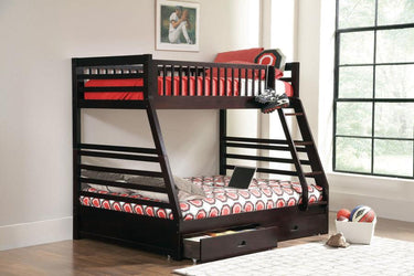 Ashton Twin Over Full Bunk w/Drawers - Cappuccino