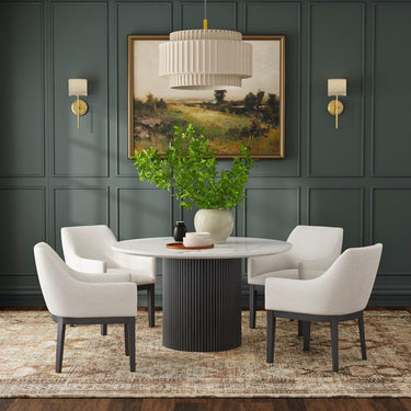 Reba 54" Round Quartz Top Dining Table - Black