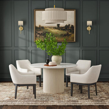 Reba 54" Round Quartz Top Table - Whitewash