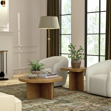 Donte 36" Round Coffee Table - Oak Finish