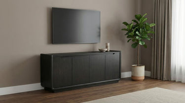 Leandro 72" Four Door Media Console - Burnished Black