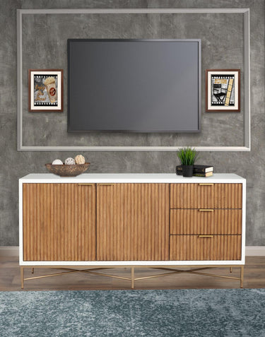 Larsen 64" TV Console - White/Natural