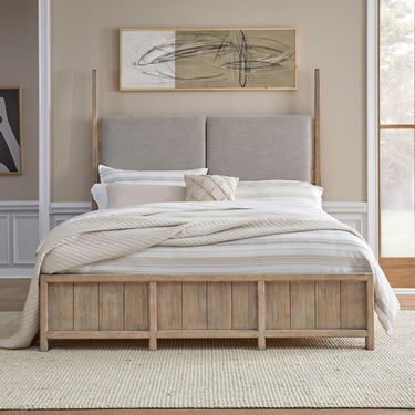 Proximity Place Upholstered Four Poster Bed - Barley Buff