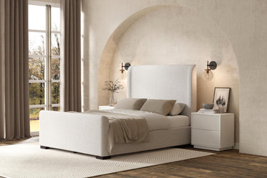 Adele Upholstered Platform Bed - Stone Beige