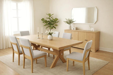 Griffin X Style Trestle Extension Dining Table - Natural
