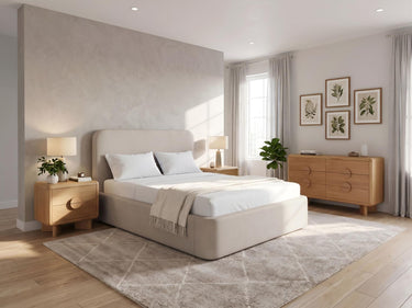 Dawson Rounded Edge Upholstered Bed - Light Gray