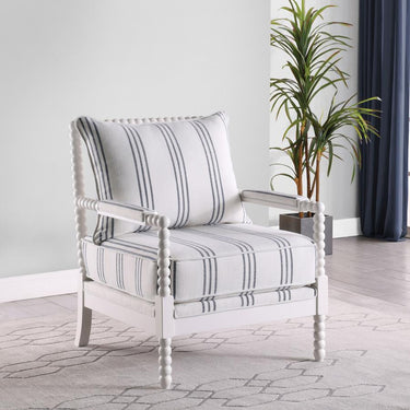 Blanchett Upholstered Coastal Accent Chair - White/Blue