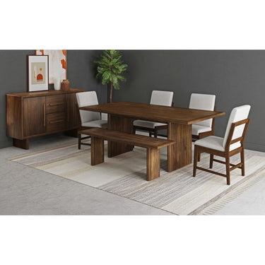 Brisbane Dining Chair w/Boucle Beige Fabric - Brown