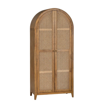 Valencia Arched Wood & Rattan Cabinet