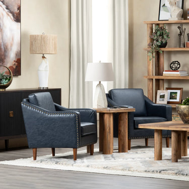 Rothwell Faux Leather Accent Chair - Navy Blue