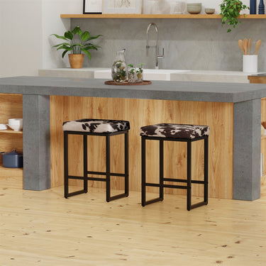 Abilene Cowhide Backless Counter Stool - Black/Cowhide
