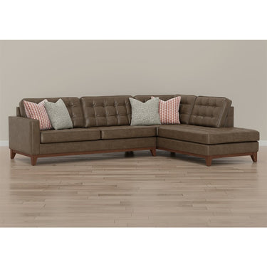 Presley Mid Century Modern Tufted Sectional - Brown