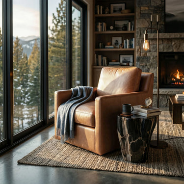 Europa Leather Swivel Glider - Latte