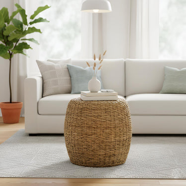 Banyan Round Wicker End Table - Natural