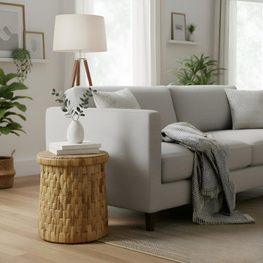 Palmera Round Wicker End Table - Natural