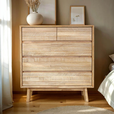 Gia Collection Five Drawer Chest - Light Driftwood