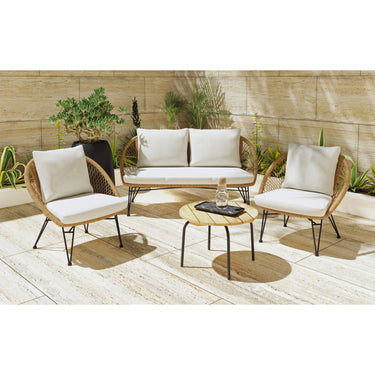 Grace 4 Pc Outdoor Living Set - Natural & Wicker