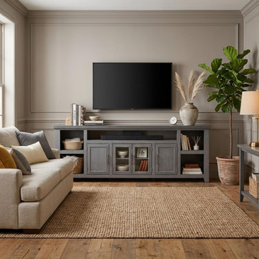 Camden 93"L TV Console - Grey Fir Glaze