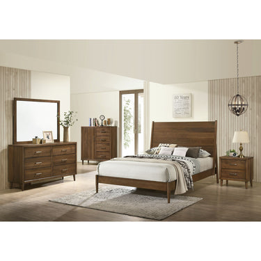 Malibu Mid Century Modern Six Drawer Dresser - Walnut