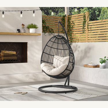 Playa Outdoor Swing Egg Chair - Dark Grey/Beige