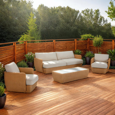 Siesta Outdoor Wicker & Fabric Sofa - Natural