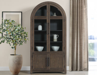 Magnolia Arched Glass Door Cabinet - Cocoa Brown/Black