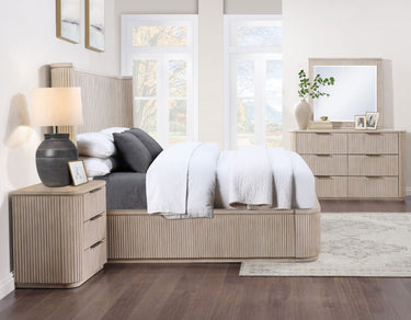 Henry Reeded Wood Bed - Tan